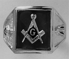 Gothic Sterling Silver Masonic Ring, Solid Back #15G